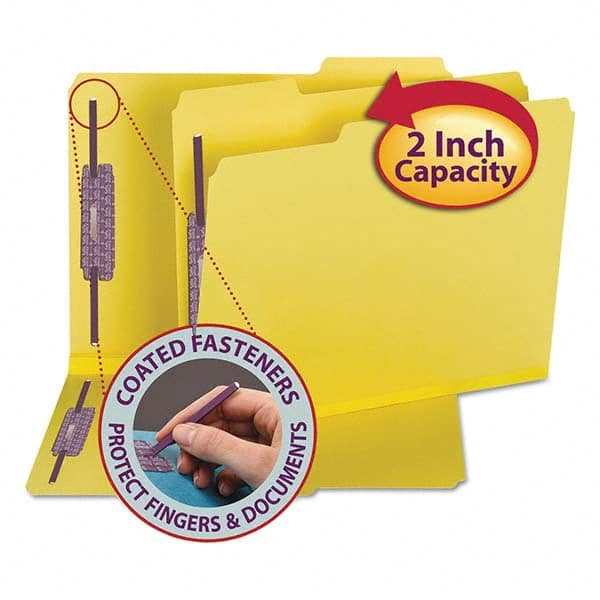 SMEAD - File Folders, Expansion Folders & Hanging Files Folder/File Type: File Folders with Top Tab Fastener Color: Yellow - Industrial Tool & Supply