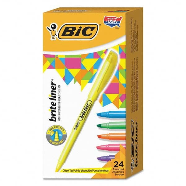 Bic - Markers & Paintsticks Type: Highlighter Color: Yellow; Orange; Pink; Green; Blue - Industrial Tool & Supply