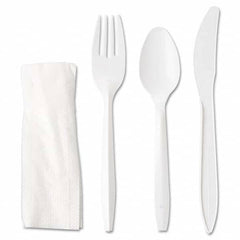 GEN - Wrapped Cutlery Kit, Fork/Knife/Spoon/Napkin, White, 250/Carton - Industrial Tool & Supply