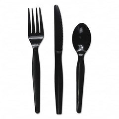 Boardwalk - Three-Piece Cutlery Kit, Fork/Knife/Teaspoon, Heavyweight, Black, 250/Carton - Industrial Tool & Supply