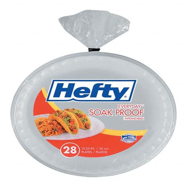 Hefty - Soak Proof Tableware, Foam Plates, 10-1/4" Diam, White, 28/Pack - Industrial Tool & Supply
