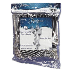 WNA - Reflections Heavyweight Plastic Utensils, Fork, Silver, 7", 40/pack - Industrial Tool & Supply