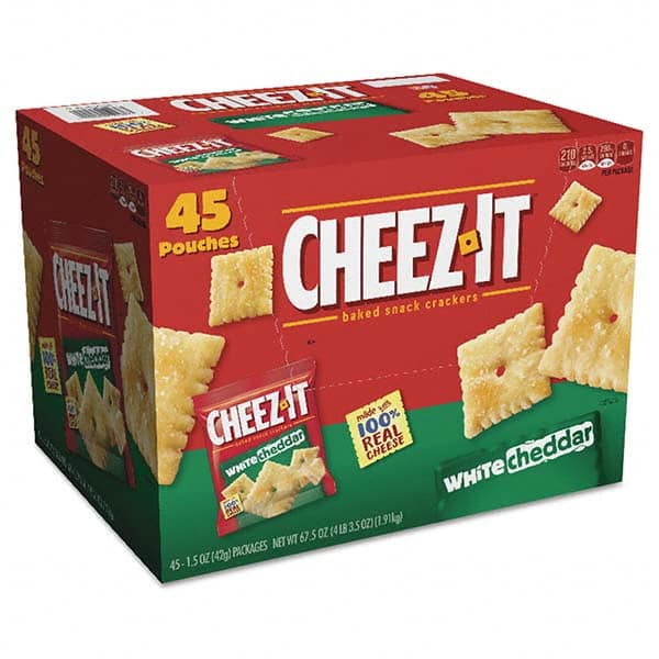 Sunshine - Snacks, Cookies, Candy & Gum Breakroom Accessory Type: Crackers Breakroom Accessory Description: Cheez-it Crackers, 1.5 oz Bag, White Cheddar, 45/Carton - Industrial Tool & Supply