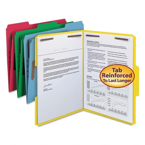 SMEAD - File Folders, Expansion Folders & Hanging Files Folder/File Type: File Folders with Top Tab Fastener Color: Multi-Color - Industrial Tool & Supply