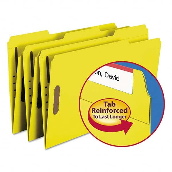 SMEAD - File Folders, Expansion Folders & Hanging Files Folder/File Type: File Folders with Top Tab Fastener Color: Yellow - Industrial Tool & Supply