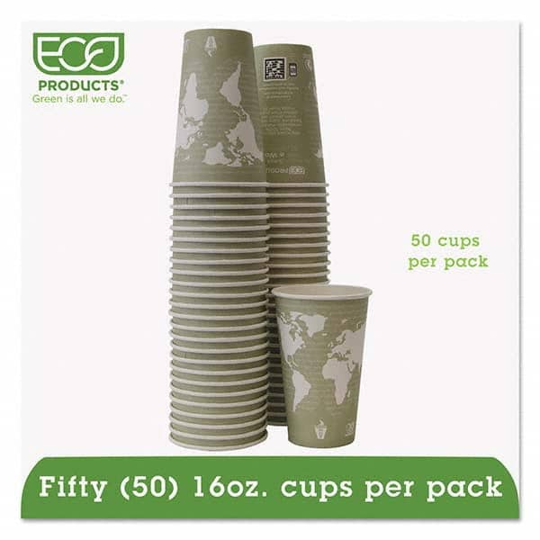ECO PRODUCTS - World Art Renewable/Compostable Hot Cups, 16 oz, Moss, 50/Pack - Industrial Tool & Supply