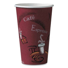DART - Solo Bistro Design Hot Drink Cups, Paper, 16 oz, Maroon, 50/Pack - Industrial Tool & Supply