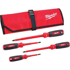 Milwaukee Tool - Screwdriver Sets Screwdriver Types Included: Insulated Slotted; Phillips Number of Pieces: 4 - Industrial Tool & Supply