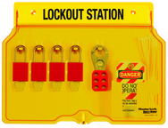 Padllock Wall Station - 12-1/4 x 16 x 1-3/4''-With (4) 1106 Aluminum Padlocks - Industrial Tool & Supply