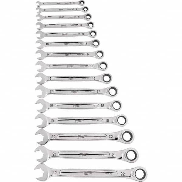 Milwaukee Tool - Wrench Sets Tool Type: Ratcheting Combination Wrench System of Measurement: Metric - Industrial Tool & Supply