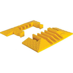 Checkers - 1 2-Piece 4-Channel 8' OAL 1-1/4 Max Cable Diam Yellow On Floor Cable Cover - Industrial Tool & Supply