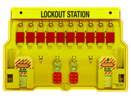 Padllock Wall Station - 15-1/2 x 22 x 1-3/4''-With (10) 1106 Aluminum Padlocks - Industrial Tool & Supply