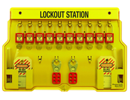Padllock Wall Station - 15-1/2 x 22 x 1-3/4''-With (10) Xenoy Padlocks - Industrial Tool & Supply