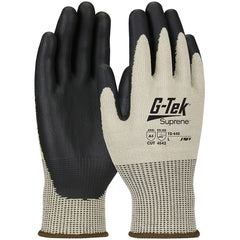 ‎15-440/XL Coated Gloves w/Polykor - G-Tek Suprene - Tan 13G Nano Shell - Black Neofoam Grip - A4 - Exact Industrial Supply