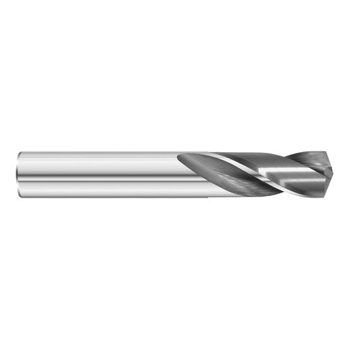 #44 Dia. × 0.086″ Shank × 1/2″ Flute Length × 2″ OAL, 5xD, 135°, Uncoated, 2xD Flute, External Coolant, Round Solid Carbide Drill - Industrial Tool & Supply