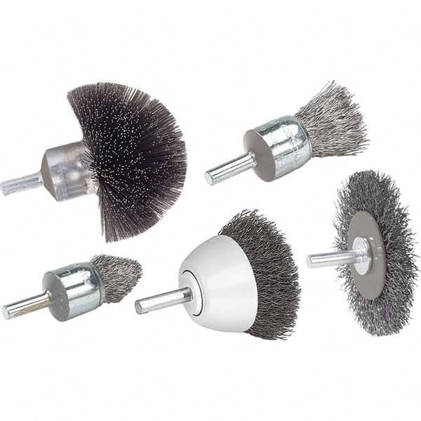WALTER Surface Technologies - 3" OD, 1/4" Arbor Hole, Crimped Steel Wheel Brush - Industrial Tool & Supply