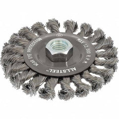 WALTER Surface Technologies - 5" OD, 5/8-11 Arbor Hole, Knotted Steel Wheel Brush - Industrial Tool & Supply