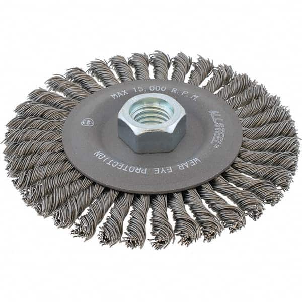 WALTER Surface Technologies - 4-1/2" OD, 5/8-11 Arbor Hole, Stringer Bead Steel Wheel Brush - Industrial Tool & Supply