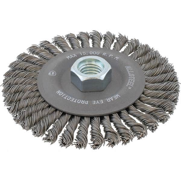 WALTER Surface Technologies - 5" OD, 5/8-11 Arbor Hole, Stringer Bead Steel Wheel Brush - Industrial Tool & Supply