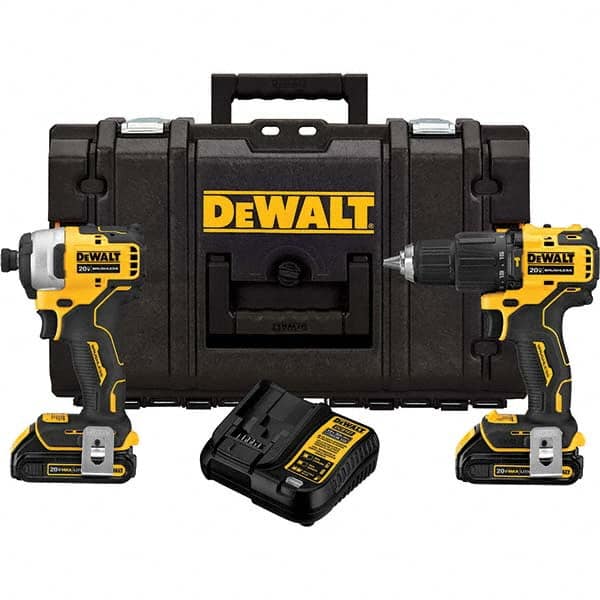 DeWALT - Cordless Tool Combination Kits Voltage: 20 Tools: Brushless 1/2" Compact Hammer Drill/Driver; Brushless 1/4 Impact Driver - Industrial Tool & Supply