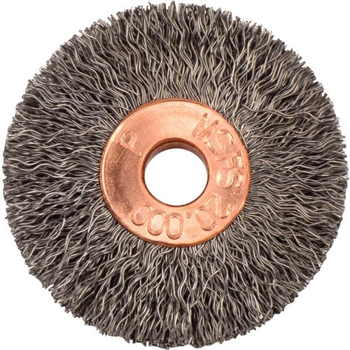1-3/8″ Small Diameter Crimped Wire Wheel, .006″ Steel Fill, 1/4″ Arbor Hole - Industrial Tool & Supply