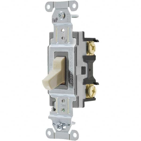 Wall & Dimmer Light Switches; Switch Type: NonDimmer; Switch Operation: Toggle; Color: Ivory; Color: Ivory; Grade: Commercial; Number of Poles: 1; Amperage: 20 A; Number Of Poles: 1; Amperage: 20 A; 20; Voltage: 120/277 VAC; Includes: Terminal Screws; Sta