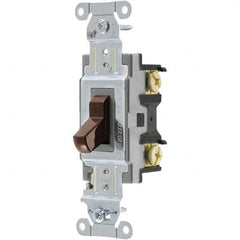 Wall & Dimmer Light Switches; Switch Type: NonDimmer; Switch Operation: Toggle; Color: Brown; Color: Brown; Grade: Commercial; Number of Poles: 1; Amperage: 15 A; Number Of Poles: 1; Amperage: 15 A; 15; Voltage: 120/277 VAC; Includes: Terminal Screws; Sta