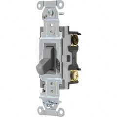Wall & Dimmer Light Switches; Switch Type: Four Way; Switch Operation: Toggle; Color: Gray; Color: Gray; Grade: Commercial; Number of Poles: 1; Amperage: 20 A; Number Of Poles: 1; Amperage: 20 A; 20; Voltage: 120/277 VAC; Includes: Terminal Screws; Standa