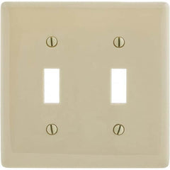 Wall Plates; Wall Plate Type: Switch Plates; Color: Ivory; Wall Plate Configuration: Toggle Switch; Material: Thermoplastic; Shape: Rectangle; Wall Plate Size: Standard; Number of Gangs: 2; Overall Length (Inch): 4.6300; Overall Width (Decimal Inch): 4.69