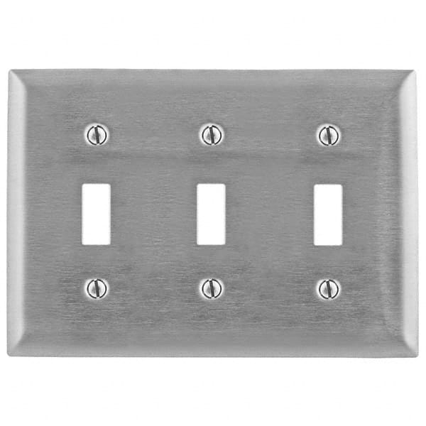 Wall Plates; Wall Plate Type: Switch Plates; Wall Plate Configuration: Toggle Switch; Shape: Rectangle; Wall Plate Size: Standard; Number of Gangs: 3; Overall Length (Inch): 4-1/2; Overall Width (Decimal Inch): 6.4100; Overall Width (mm): 6.4100 in; Stand