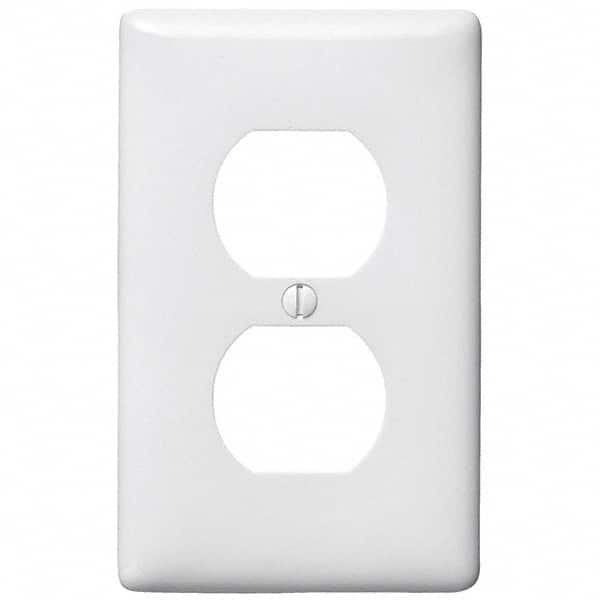 Wall Plates; Wall Plate Type: Outlet Wall Plates; Color: White; Wall Plate Configuration: Duplex Outlet; Material: Thermoplastic; Shape: Rectangle; Wall Plate Size: Standard; Number of Gangs: 1; Overall Length (Inch): 4.6300; Overall Width (Decimal Inch):