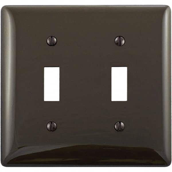 Wall Plates; Wall Plate Type: Switch Plates; Color: Brown; Wall Plate Configuration: Toggle Switch; Material: Thermoplastic; Shape: Rectangle; Wall Plate Size: Standard; Number of Gangs: 2; Overall Length (Inch): 4.6300; Overall Width (Decimal Inch): 4.69
