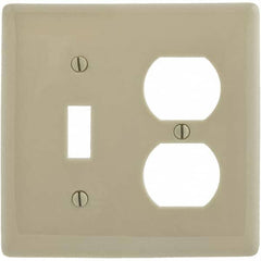 Wall Plates; Wall Plate Type: Combination Wall Plates; Color: Ivory; Wall Plate Configuration: One Toggle Switch/One Duplex Outlet; Material: Thermoplastic; Shape: Rectangle; Wall Plate Size: Standard; Number of Gangs: 2; Overall Length (Inch): 4.6300; Ov