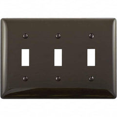 Wall Plates; Wall Plate Type: Switch Plates; Color: Brown; Wall Plate Configuration: Toggle Switch; Material: Thermoplastic; Shape: Rectangle; Wall Plate Size: Standard; Number of Gangs: 3; Overall Length (Inch): 4.6300; Overall Width (Decimal Inch): 6-1/