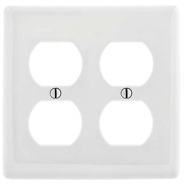 Wall Plates; Wall Plate Type: Outlet Wall Plates; Color: White; Wall Plate Configuration: Duplex Outlet; Material: Thermoplastic; Shape: Rectangle; Wall Plate Size: Standard; Number of Gangs: 2; Overall Length (Inch): 4.6300; Overall Width (Decimal Inch):