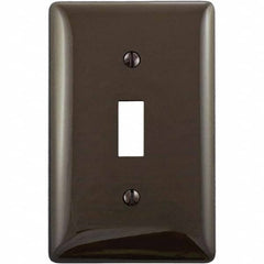 Wall Plates; Wall Plate Type: Switch Plates; Color: Brown; Wall Plate Configuration: Toggle Switch; Material: Thermoplastic; Shape: Rectangle; Wall Plate Size: Standard; Number of Gangs: 1; Overall Length (Inch): 4.6300; Overall Width (Decimal Inch): 2.88