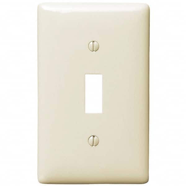 Wall Plates; Wall Plate Type: Switch Plates; Color: Light Almond; Wall Plate Configuration: Toggle Switch; Material: Thermoplastic; Shape: Rectangle; Wall Plate Size: Standard; Number of Gangs: 1; Overall Length (Inch): 4.6300; Overall Width (Decimal Inch