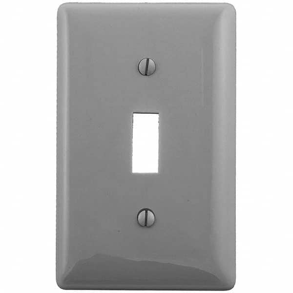 Wall Plates; Wall Plate Type: Switch Plates; Color: Gray; Wall Plate Configuration: Toggle Switch; Material: Thermoplastic; Shape: Rectangle; Wall Plate Size: Standard; Number of Gangs: 1; Overall Length (Inch): 4.6300; Overall Width (Decimal Inch): 2.880