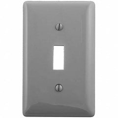 Wall Plates; Wall Plate Type: Switch Plates; Color: Gray; Wall Plate Configuration: Toggle Switch; Material: Thermoplastic; Shape: Rectangle; Wall Plate Size: Standard; Number of Gangs: 1; Overall Length (Inch): 4.6300; Overall Width (Decimal Inch): 2.880