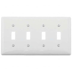 Wall Plates; Wall Plate Type: Switch Plates; Color: White; Wall Plate Configuration: Toggle Switch; Material: Thermoplastic; Shape: Rectangle; Wall Plate Size: Standard; Number of Gangs: 4; Overall Length (Inch): 4.6300; Overall Width (Decimal Inch): 8.31