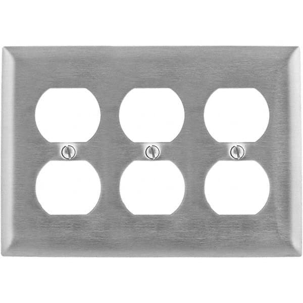 Wall Plates; Wall Plate Type: Outlet Wall Plates; Wall Plate Configuration: Duplex Outlet; Shape: Rectangle; Wall Plate Size: Standard; Number of Gangs: 3; Overall Length (Inch): 4-1/2; Overall Width (Decimal Inch): 6.4100; Overall Width (mm): 6.4100 in;