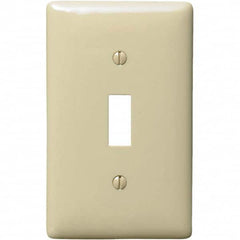 Wall Plates; Wall Plate Type: Switch Plates; Color: Ivory; Wall Plate Configuration: Toggle Switch; Material: Thermoplastic; Shape: Rectangle; Wall Plate Size: Standard; Number of Gangs: 1; Overall Length (Inch): 4.6300; Overall Width (Decimal Inch): 2.88