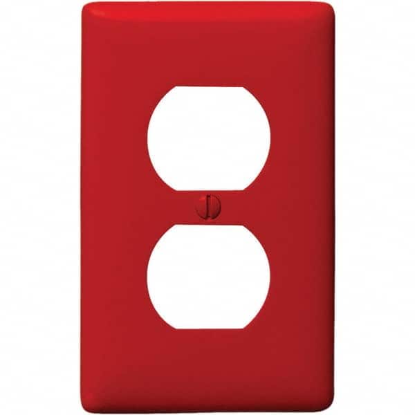 Wall Plates; Wall Plate Type: Outlet Wall Plates; Color: Red; Wall Plate Configuration: Duplex Outlet; Material: Thermoplastic; Shape: Rectangle; Wall Plate Size: Standard; Number of Gangs: 1; Overall Length (Inch): 4.6300; Overall Width (Decimal Inch): 2