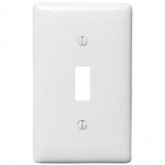 Wall Plates; Wall Plate Type: Switch Plates; Color: White; Wall Plate Configuration: Toggle Switch; Material: Thermoplastic; Shape: Rectangle; Wall Plate Size: Standard; Number of Gangs: 1; Overall Length (Inch): 4.6300; Overall Width (Decimal Inch): 2.88