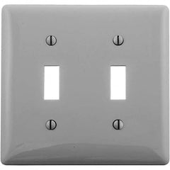 Wall Plates; Wall Plate Type: Switch Plates; Color: Gray; Wall Plate Configuration: GFCI/Surge Receptacle; Material: Thermoplastic; Shape: Rectangle; Wall Plate Size: Standard; Number of Gangs: 2; Overall Length (Inch): 4.6300; Overall Width (Decimal Inch