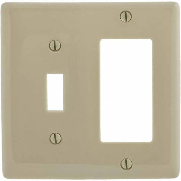 Wall Plates; Wall Plate Type: Combination Wall Plates; Color: Ivory; Wall Plate Configuration: Toggle Switch; Material: Thermoplastic; Shape: Rectangle; Wall Plate Size: Standard; Number of Gangs: 2; Overall Length (Inch): 4.6300; Overall Width (Decimal I