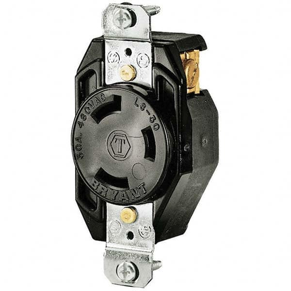 Twist Lock Receptacles; Receptacle/Part Type: Receptacle; Gender: Female; NEMA Configuration: L8-30R; Flange Style: Flanged; Amperage: 30 A; Voltage: 480 V ac; Number Of Poles: 2; Number Of Wires: 3; Maximum Cord Diameter: 16.60 mm; Resistance Features: I