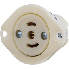Twist Lock Receptacles; Receptacle/Part Type: Receptacle; Gender: Female; NEMA Configuration: ML-2R; Flange Style: Flanged; Amperage: 15 A; Voltage: 125 V ac; Number Of Poles: 2; Number Of Wires: 3; Maximum Cord Diameter: 15.90 mm; Resistance Features: Im