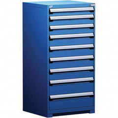 Rousseau Metal - 9 Drawer Avalanche Blue Steel Modular Storage Cabinet - Industrial Tool & Supply