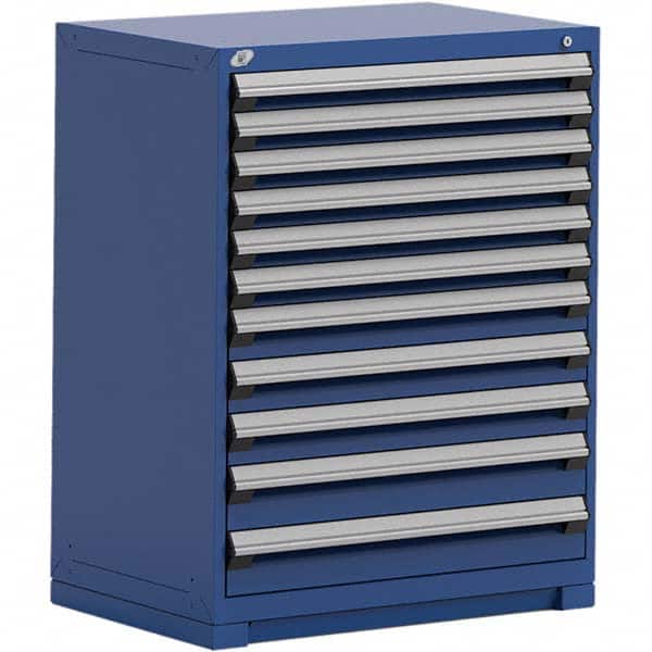 Rousseau Metal - 11 Drawer Avalanche Blue Steel Modular Storage Cabinet - Industrial Tool & Supply